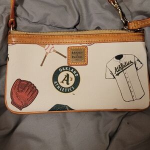 Dooney & Bourke Cream and Tan Athletics Clutch